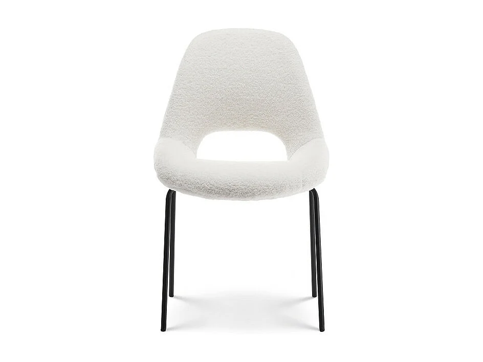 Chaise en tissu beige LUCAS aspect bouclette