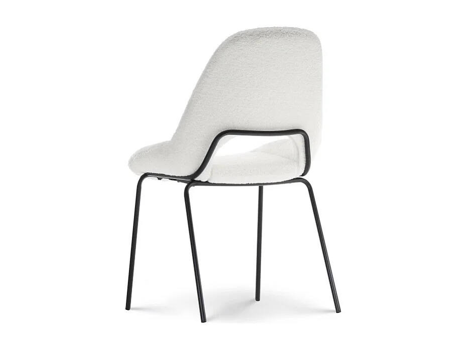 Chaise en tissu beige LUCAS aspect bouclette