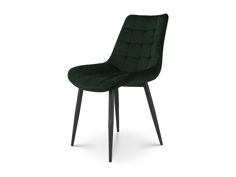 Chaise Moderne en Tissu Velours Couleur Noire avec Pieds en Métal