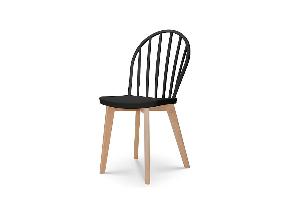 Chaise de salle à manger EMY noire avec pieds en bois