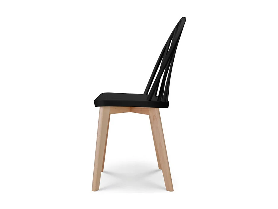 Chaise de salle à manger EMY noire avec pieds en bois