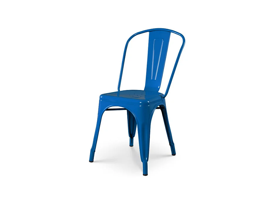 Chaise en métal bleu style industriel - Finition brillant