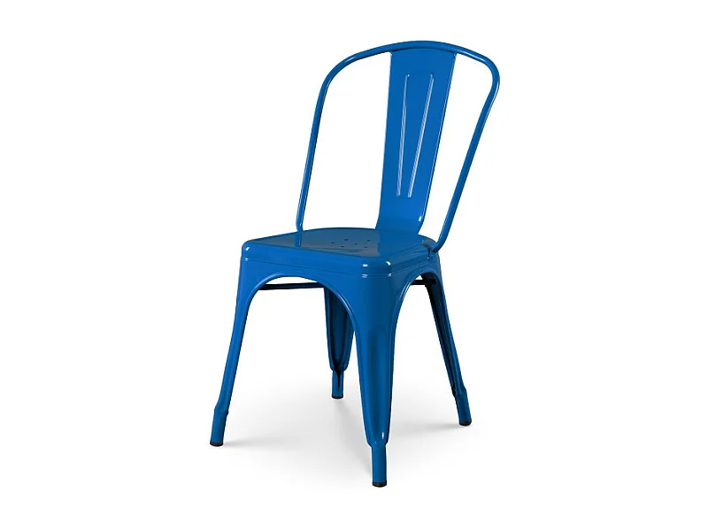 Chaise en métal bleu style industriel - Finition brillant