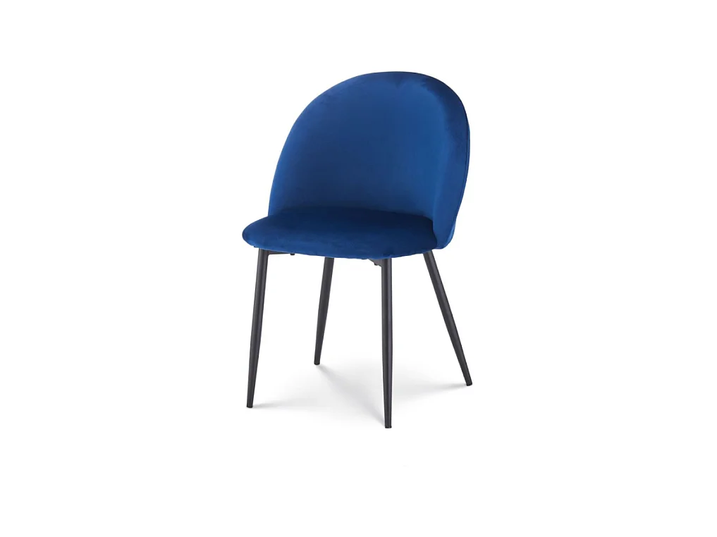 Chaise ISALYS en tissu velours bleu foncé