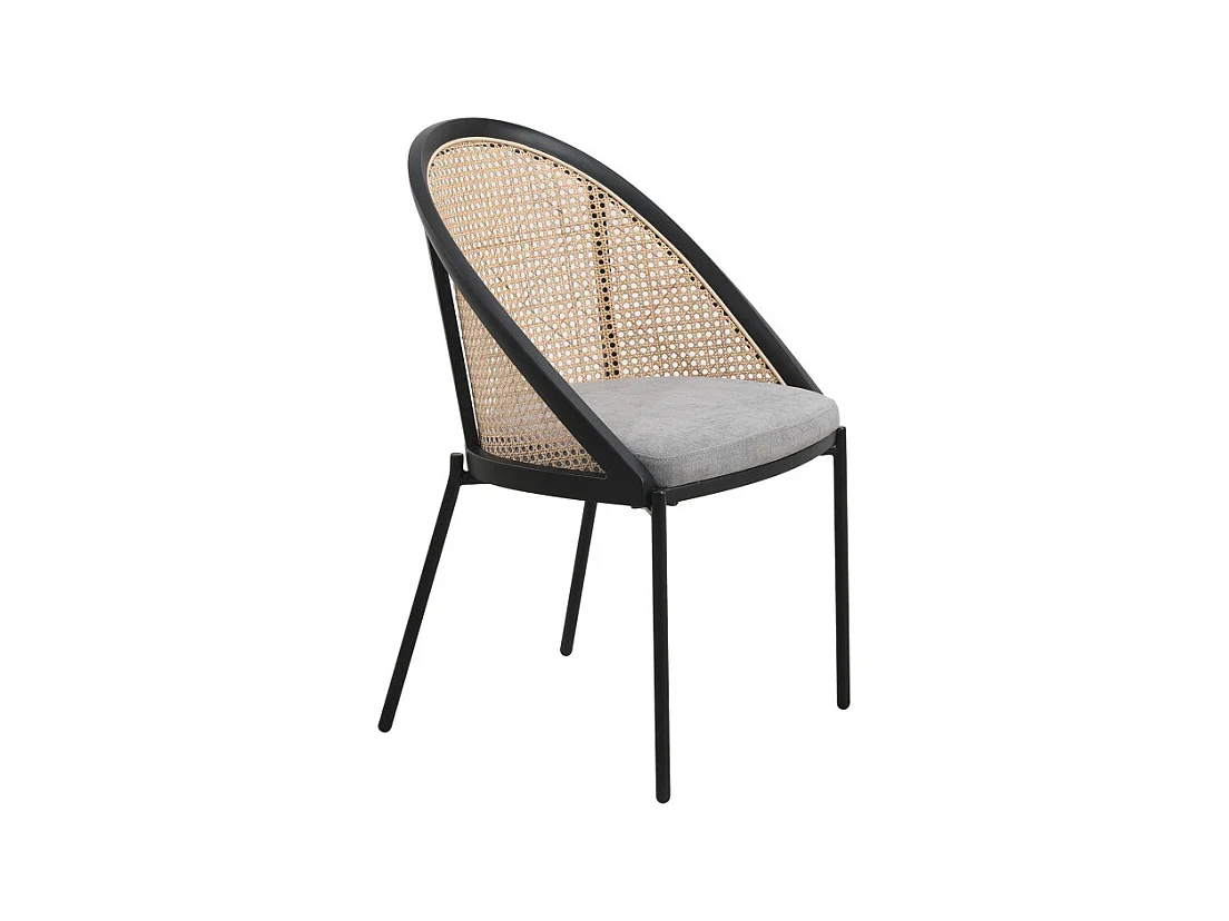 Fauteuil confortable : Assise en tissu et dossier en Cannage Naturel