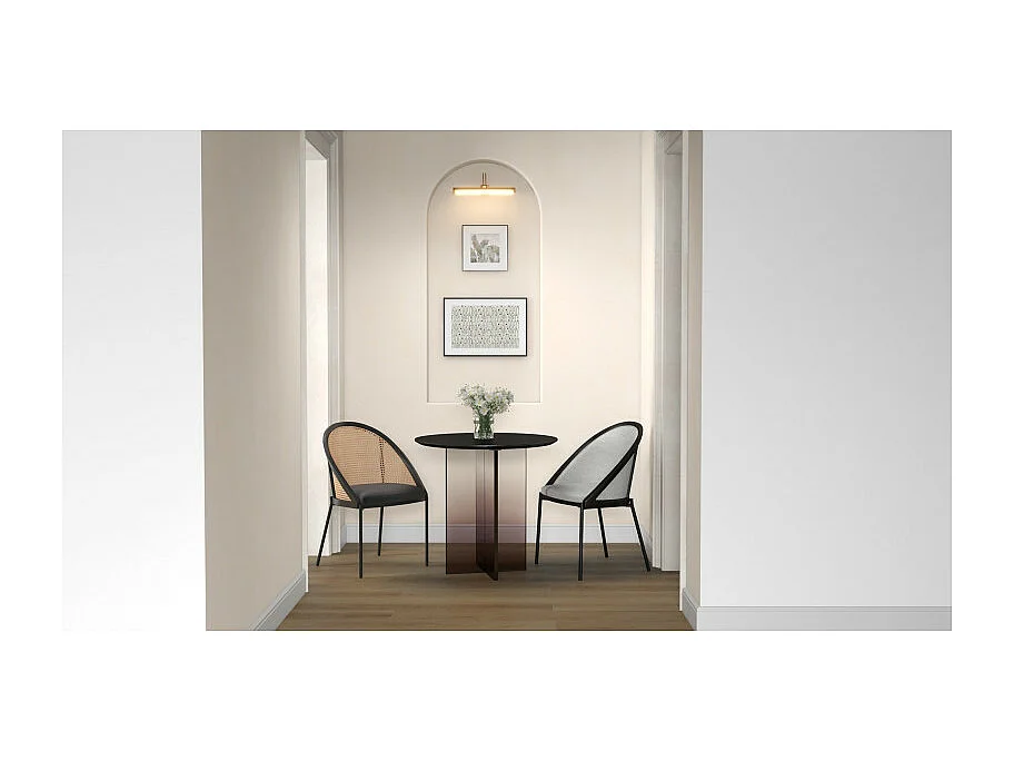 Fauteuil confortable : Assise en tissu et dossier en Cannage Naturel