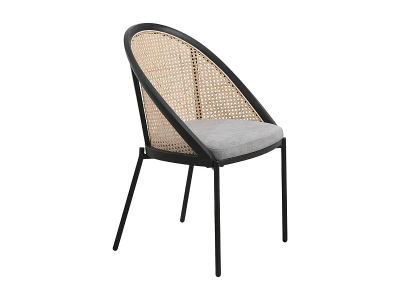 Fauteuil confortable : Assise en tissu et dossier en Cannage Naturel