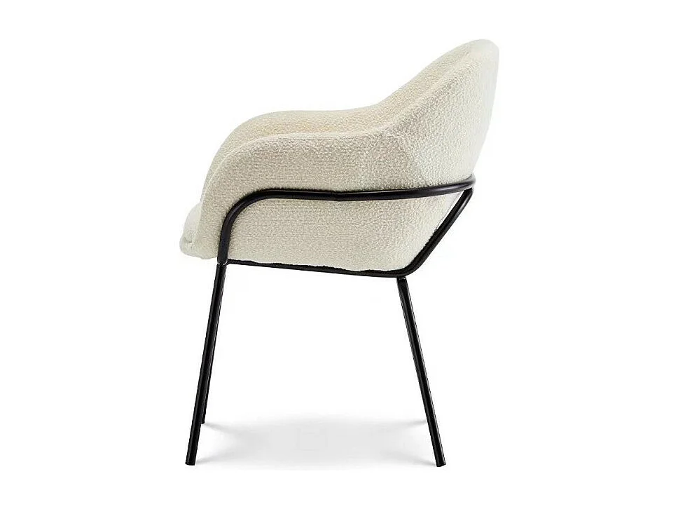 Lot de 2 chaises en tissu beige ANDREA aspect bouclette et accoudoirs