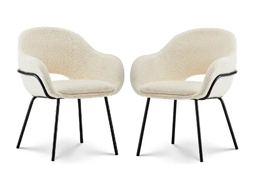 Lot de 2 chaises en tissu beige ANDREA avec accoudoirs