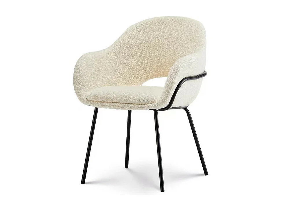 Lot de 2 chaises en tissu beige ANDREA avec accoudoirs