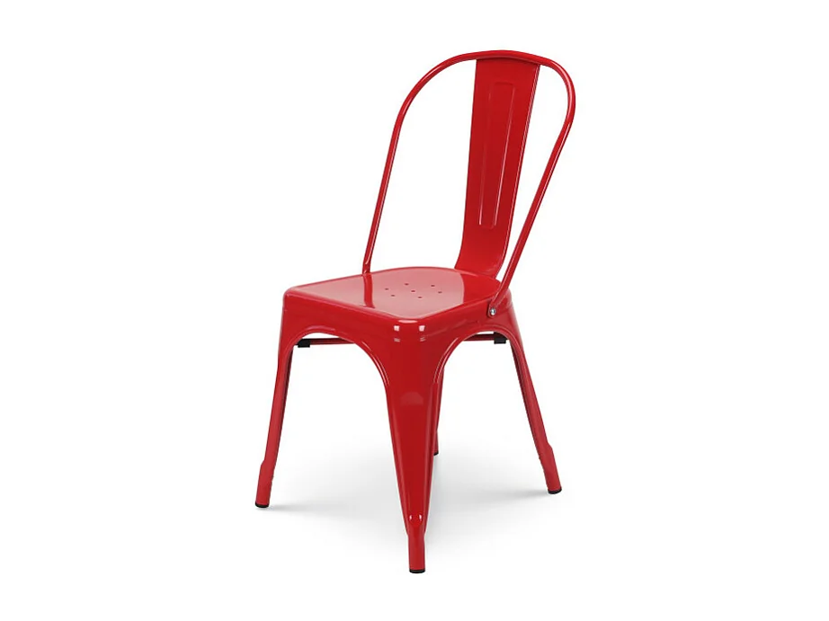 Chaise style industriel en métal rouge - Finition brillant