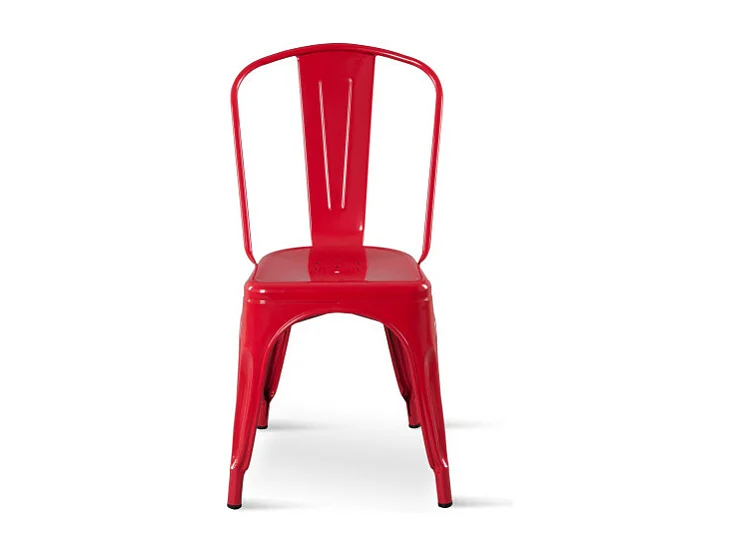 Chaise style industriel en métal rouge - Finition brillant