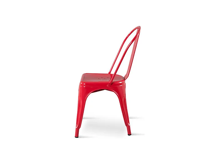 Chaise style industriel en métal rouge - Finition brillant