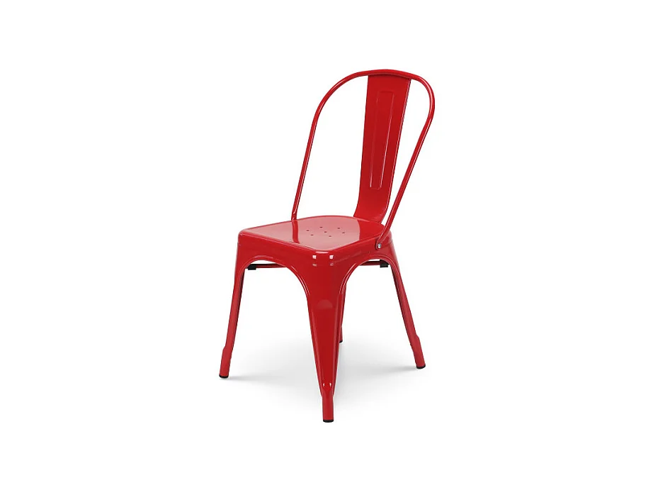 Chaise style industriel en métal rouge - Finition brillant