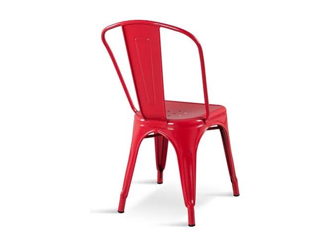 Chaise style industriel en métal rouge - Finition brillant