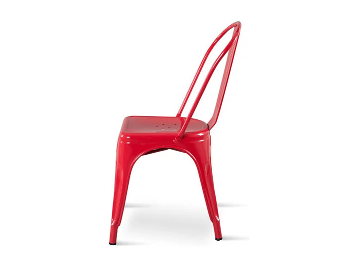 Chaise style industriel en métal rouge - Finition brillant