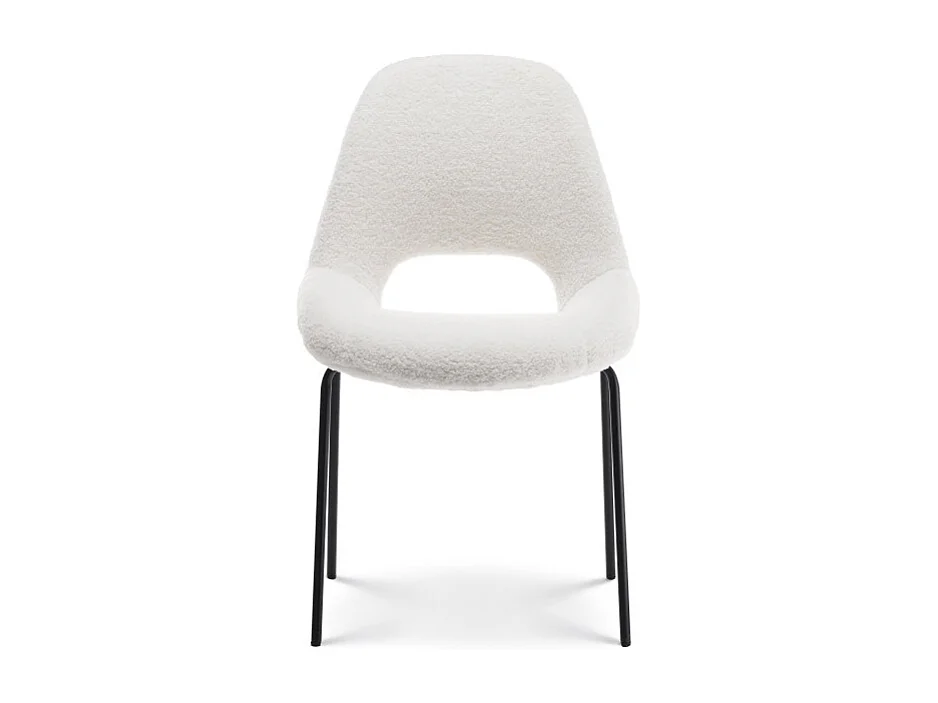 Lot de 4 chaises en tissu beige LUCAS aspect bouclette