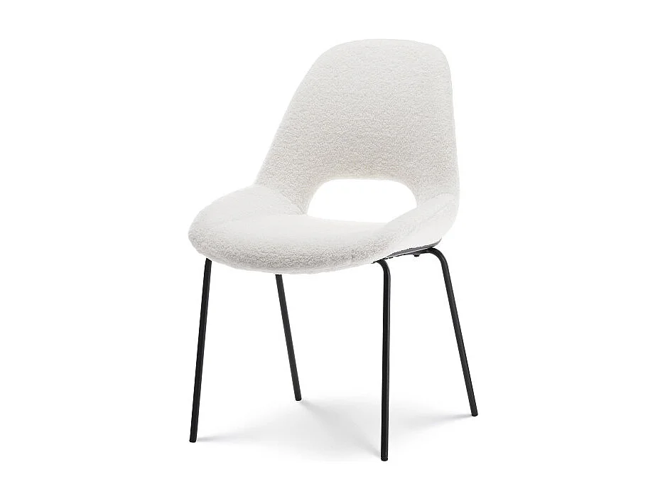 Lot de 4 chaises en tissu beige LUCAS aspect bouclette