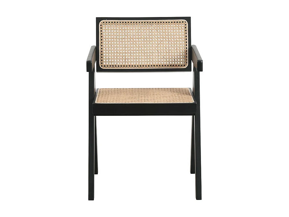 Chaise avec structure noire en bois, Assise et dossier en Cannage Naturel
