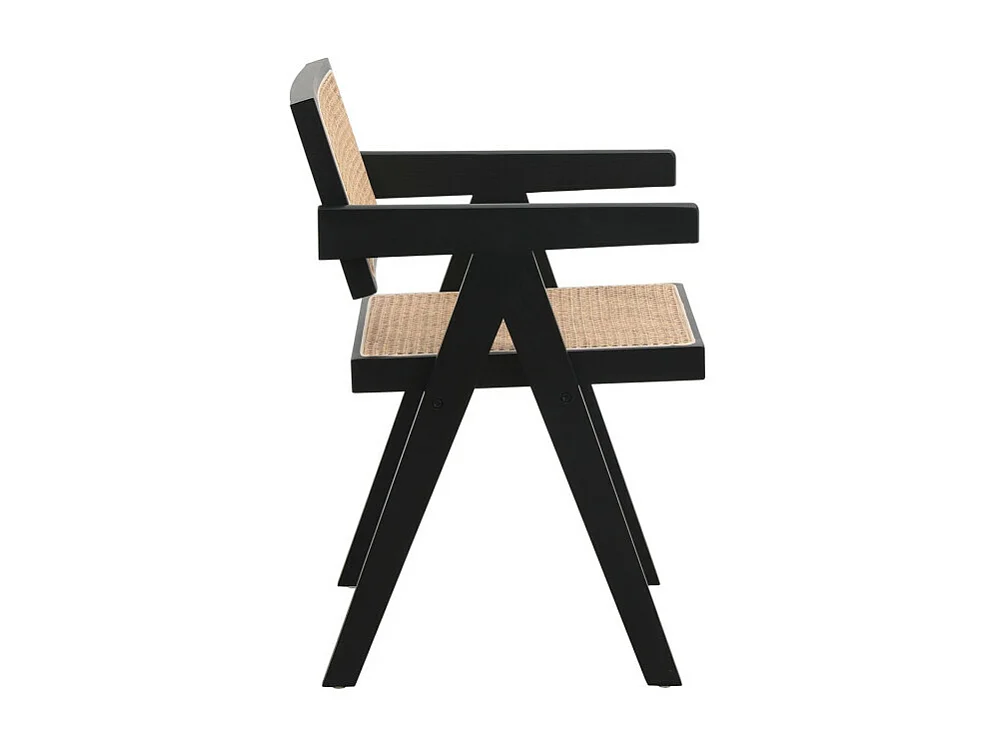 Chaise avec structure noire en bois, Assise et dossier en Cannage Naturel