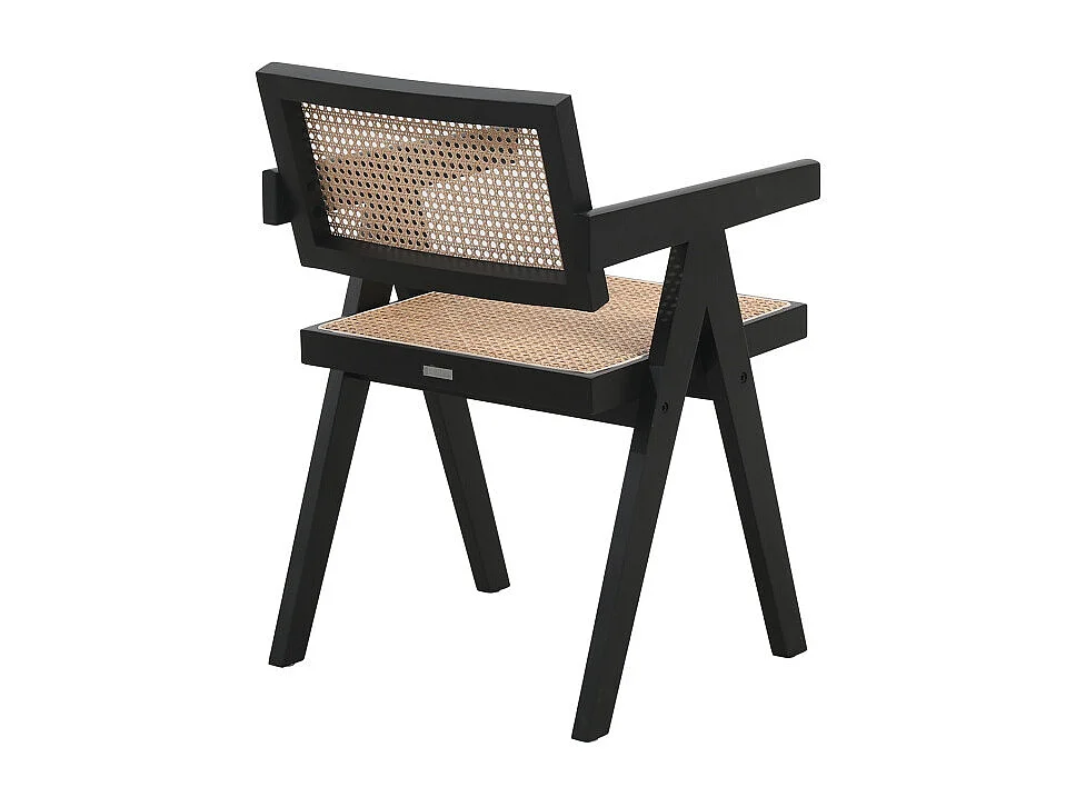 Chaise avec structure noire en bois, Assise et dossier en Cannage Naturel