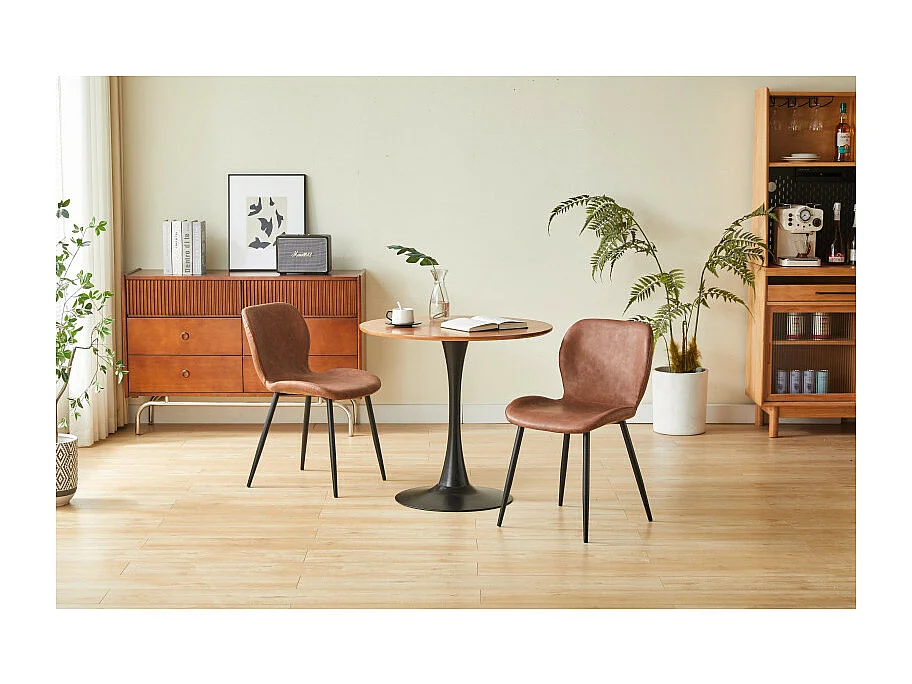 Lot de 2 chaises de salle à manger NINALOU en simili marron