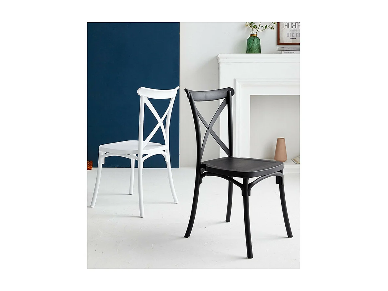 Chaise blanche style BISTROT en résine polypropylène