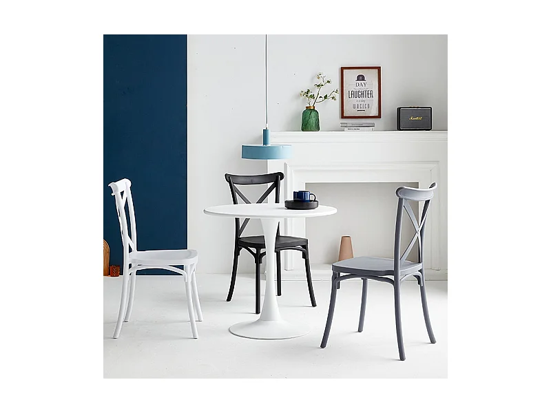 Chaise blanche style BISTROT en résine polypropylène