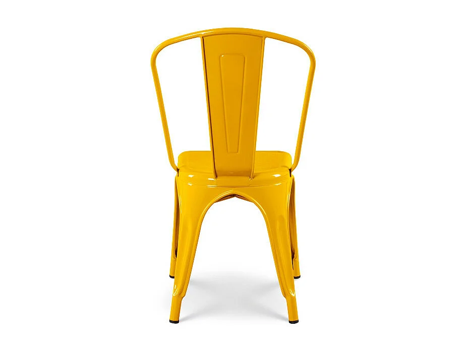 Lot de 4 chaises style industriel en métal jaune - Finition brillant