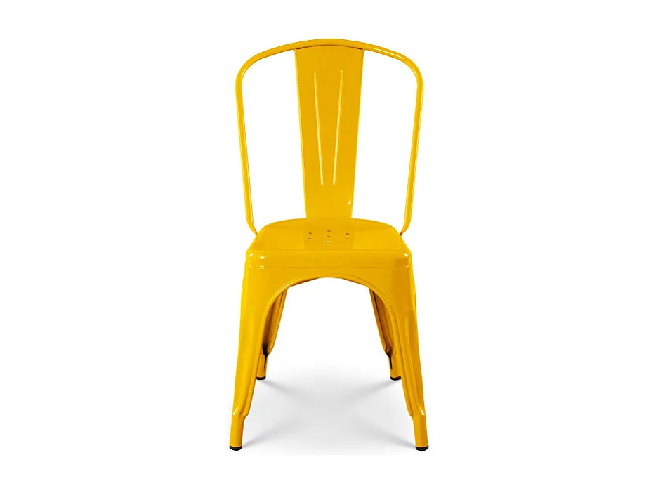 Lot de 4 chaises style industriel en métal jaune - Finition brillant