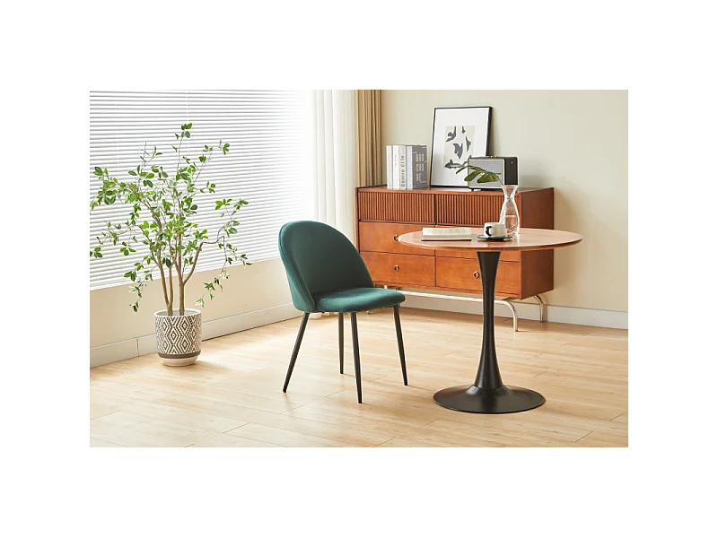 Chaise ISALYS en tissu velours vert foncé