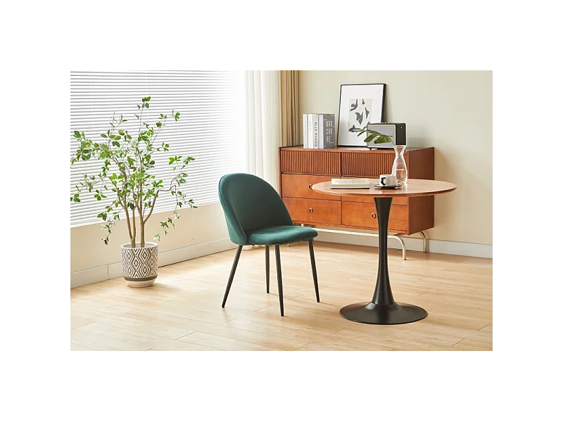 Chaise ISALYS en tissu velours vert foncé