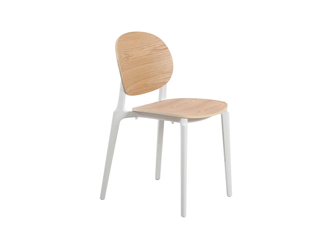 Chaise blanche, assise et dossier en Bois naturel