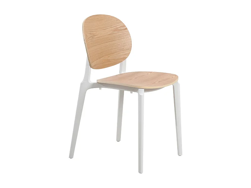Chaise blanche, assise et dossier en Bois naturel