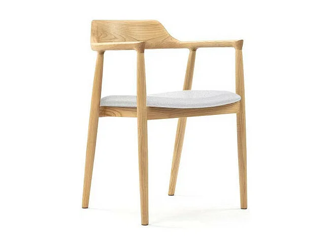 Chaise SERENA scandinave en bois naturel et coussin blanc