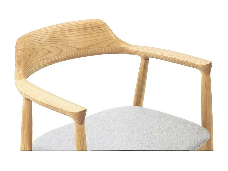 Chaise SERENA scandinave en bois naturel et coussin blanc
