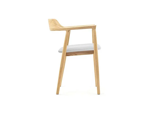 Chaise SERENA scandinave en bois naturel et coussin blanc