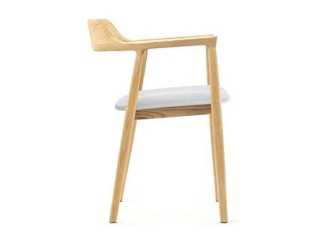 Chaise SERENA scandinave en bois naturel et coussin blanc