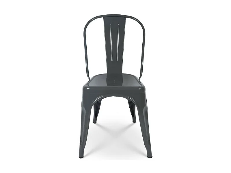 Chaise en métal gris foncé effet brillant - Style industriel