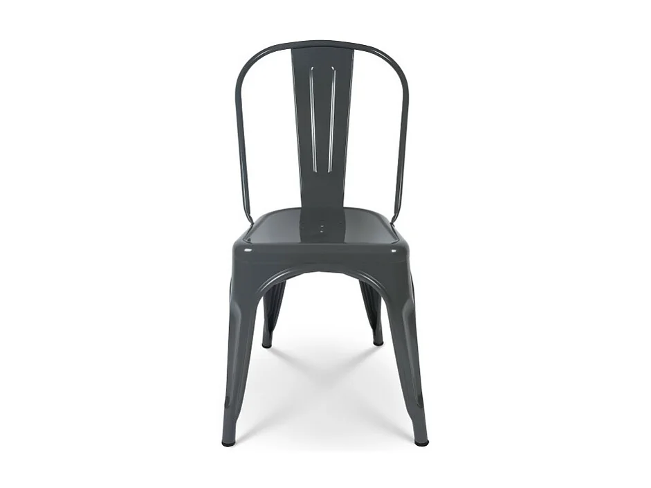 Chaise en métal gris foncé effet brillant - Style industriel