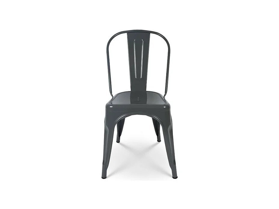 Chaise en métal gris foncé effet brillant - Style industriel