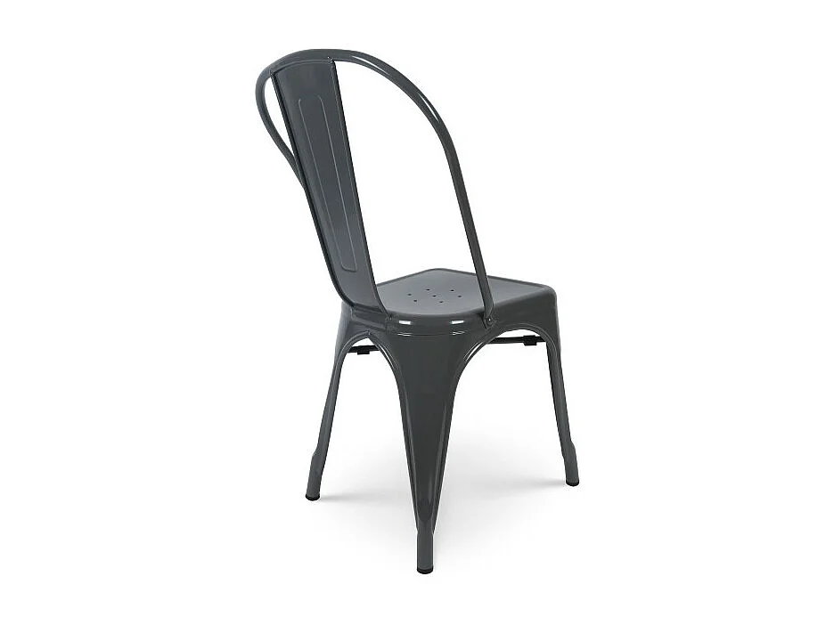 Chaise en métal gris foncé effet brillant - Style industriel
