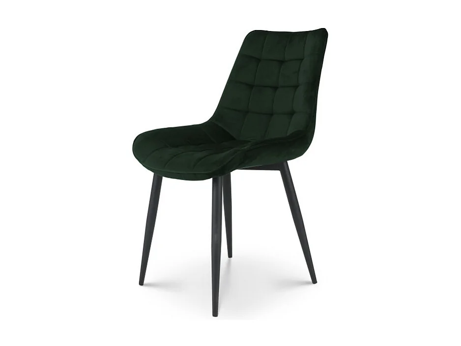 Lot de 2 chaises Modernes en Tissu Velours Couleur Noire avec Pieds en Métal