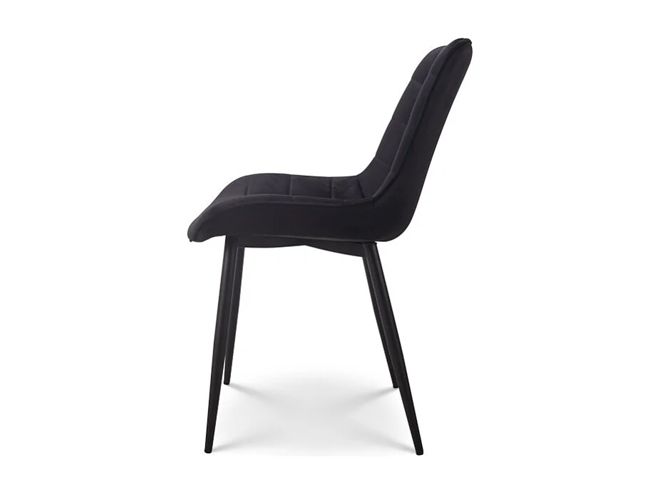 Lot de 2 chaises Modernes en Tissu Velours Couleur Noire avec Pieds en Métal