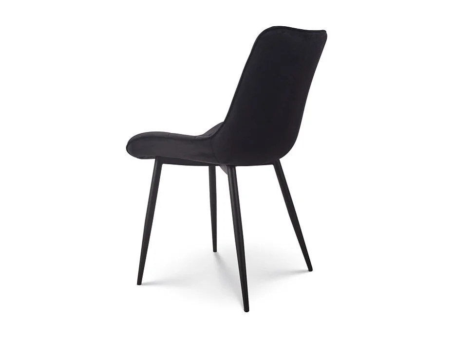 Lot de 2 chaises de salle à manger en velours noir – Assise rembourrée confortable – Pieds en métal noir