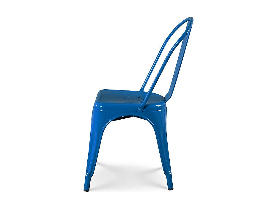 Lot de 4 chaises en métal bleu style industriel - Finition brillant