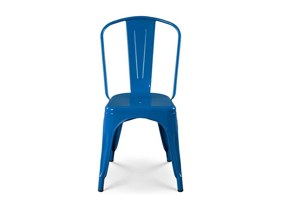 Lot de 4 chaises en métal bleu style industriel - Finition brillant