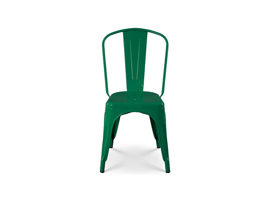 Lot de 4 chaises style industriel en métal vert - Finition brillant