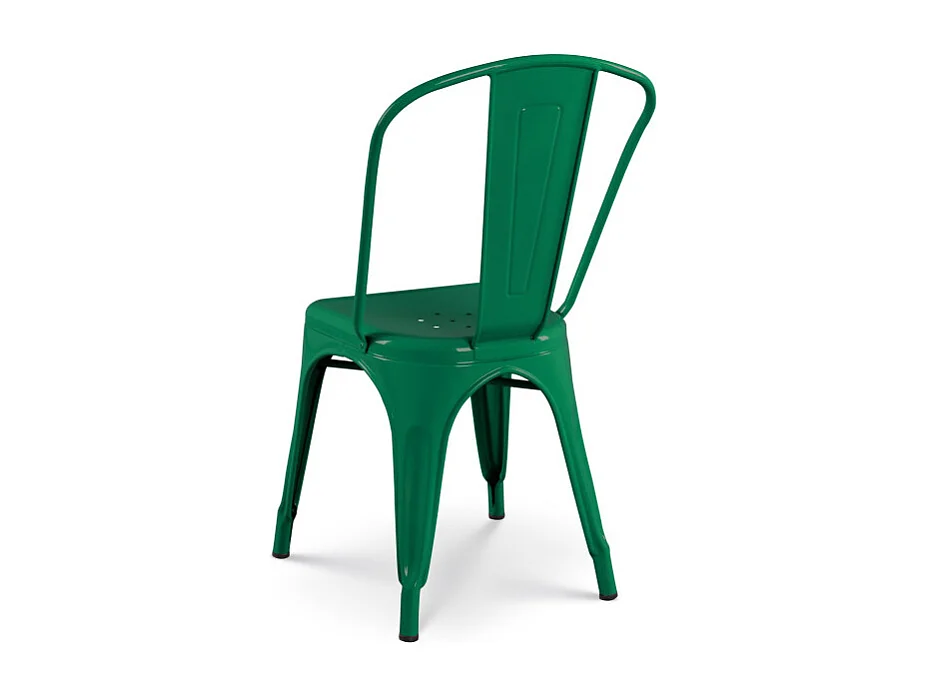 Lot de 4 chaises style industriel en métal vert - Finition brillant