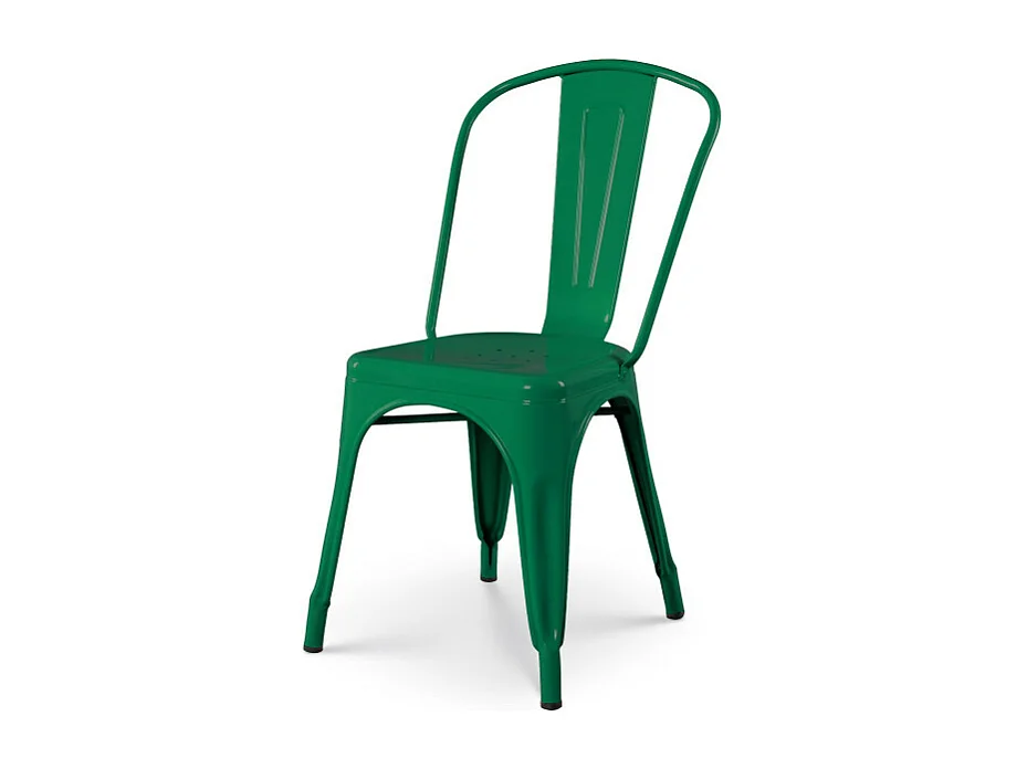 Lot de 4 chaises style industriel en métal vert - Finition brillant